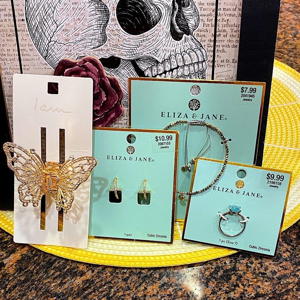 ELIZA & JANE- Gold and Cubic Zirconia Jewelry Set w/ FREE butterfly 🦋 hair clip